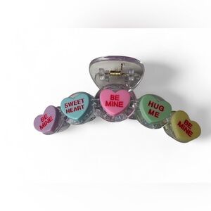 Handmade Hair Claw Clip Sweet Hearts with Messages Design Valentine’s Day